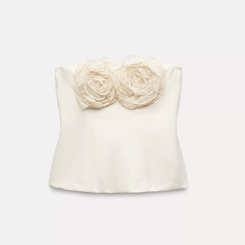 NWT Zara strapless floral top size S